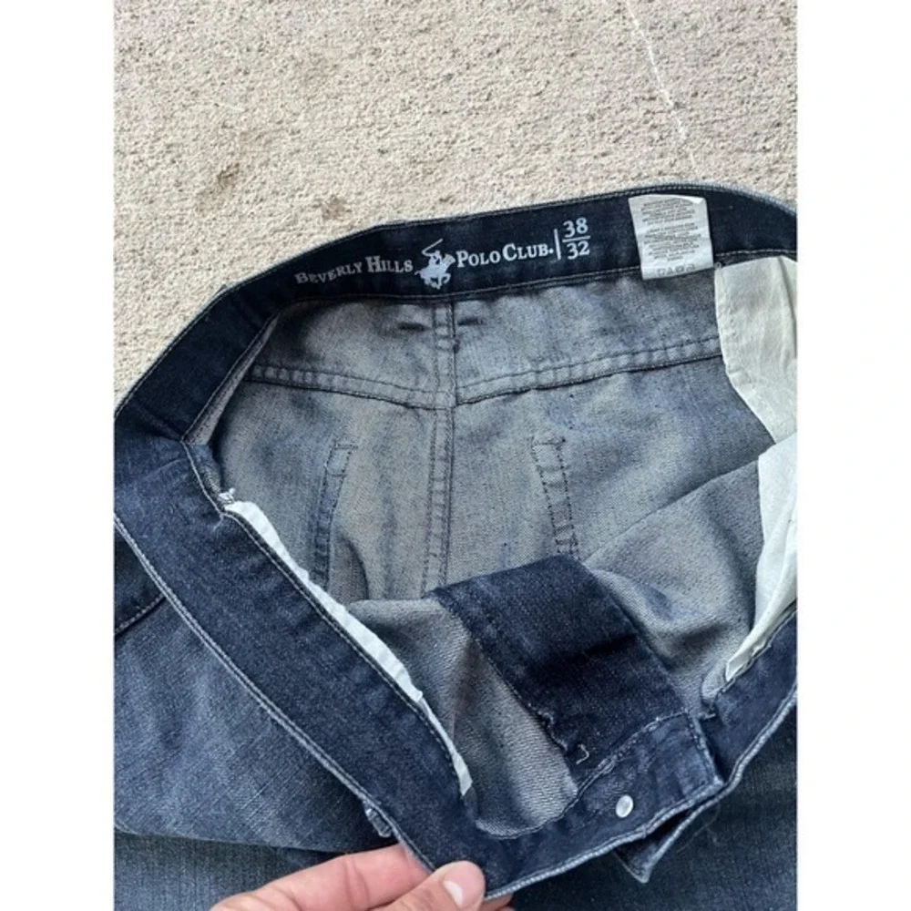 Beverly Hills Polo Club Jeans Mens 38x32 Blue Dark Wash Straight Leg Stretch Y2k